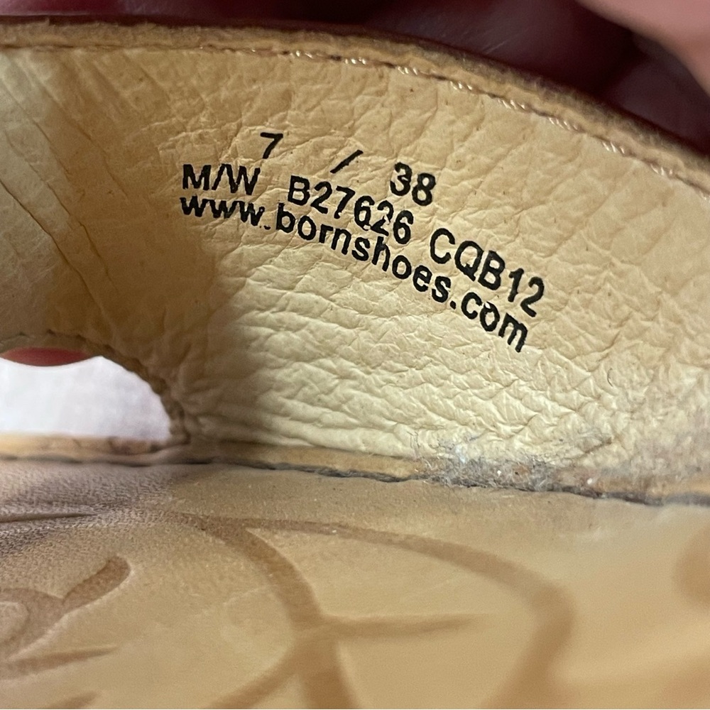 Born Laurene In Saddle Brown Braided Leather Cork Wedge Sandals Size 7 - Picture 10 of 12